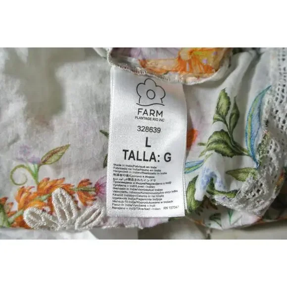 NEW, Farm Rio Sweet Bloom Bouquet Short-Sleeve Mini Dress Sz L #MD822 - Picture 8 of 9